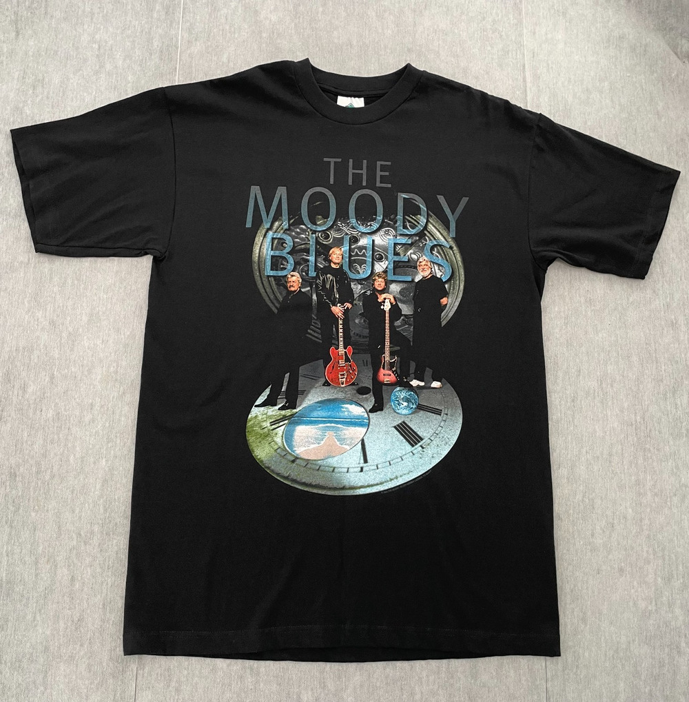 VINTAGE Moody Blues Shirt Adult Large Black Strange Times Tour Band Mens L 90s